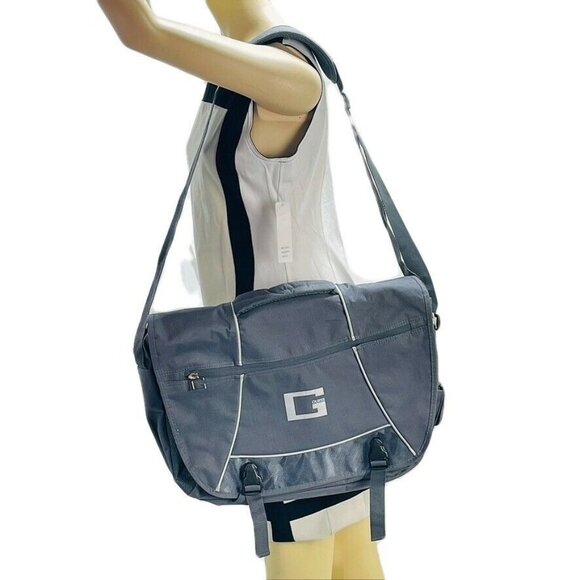 Guess Gray Messenger Bag With Adjustable Strap & Multiple Pockets - Picture 6 of 6
